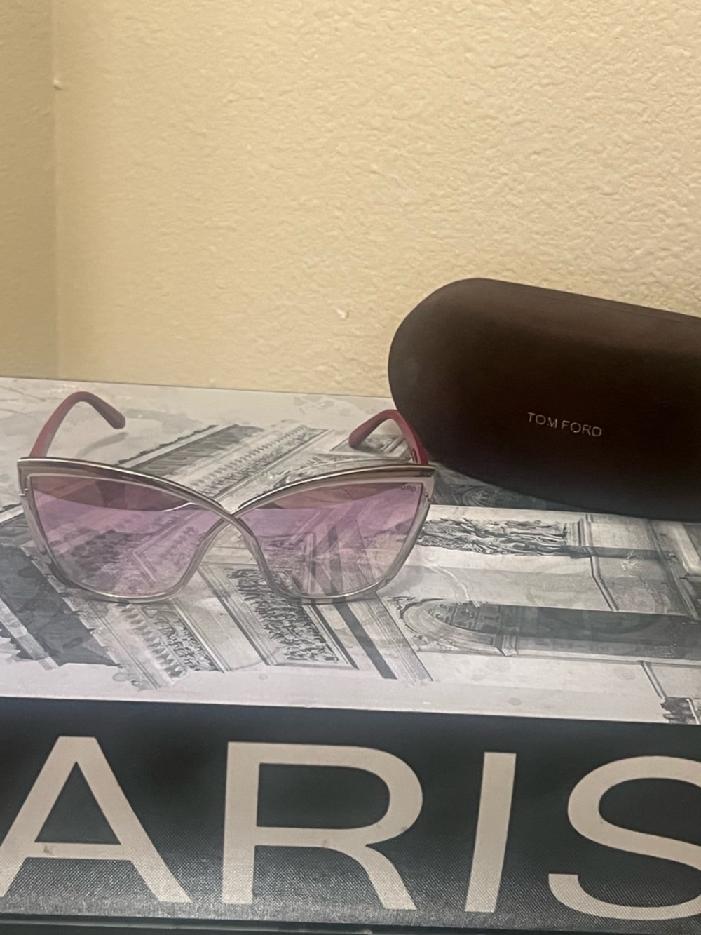 Tom Ford Cat Eye Sunglasses with Pink Gradient Lenses
